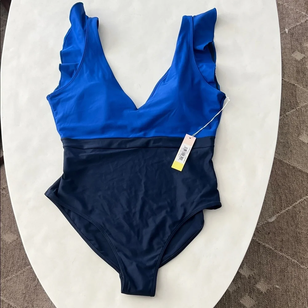NWT Summersalt The Ruffle Backflip One Piece Swimsuit - Royal Navy Blue 12